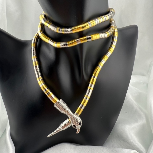Serpentine fixable Serpent Snake Gold and Silver Wrap Necklace - Picture 5 of 8